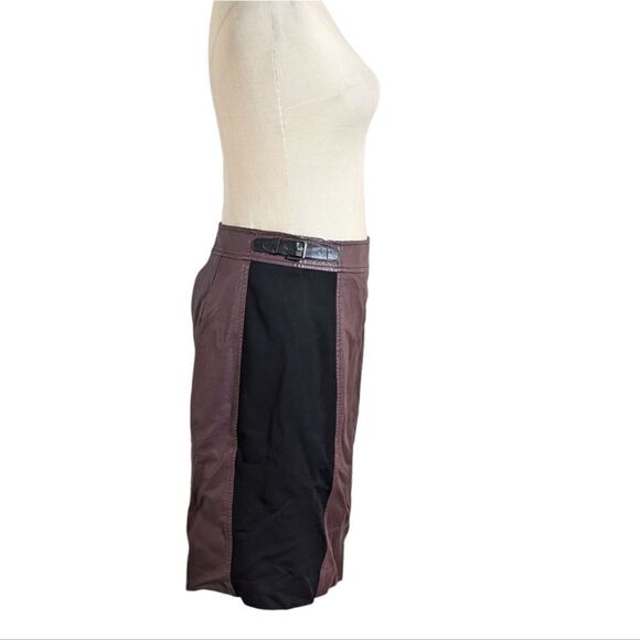 Ann Taylor Burgundy and Black Faux Leather Pencil Skirt - Picture 2 of 6